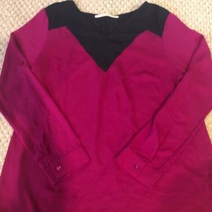 Hawthorne long sleeve blouse purple and navy